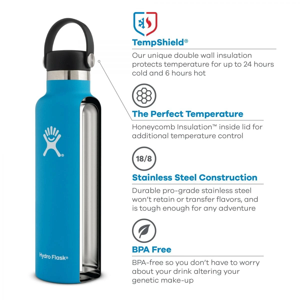 Hydro Flask Standard Mouth Flasche Mit Flex Deckel - 532 Ml - Snapper 4 Hydro Flask Standard Mouth Flasche Mit Flex Deckel - 532 Ml - Snapper – Bild 2